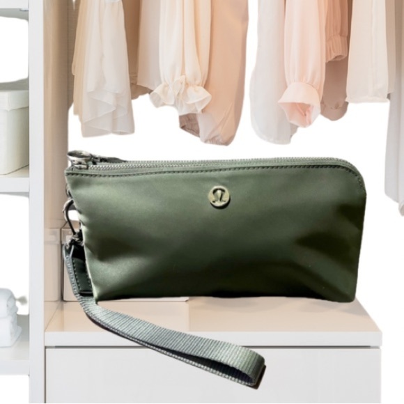 Lululemon Dual Pouch Grey Sage Green Wristlet Bag